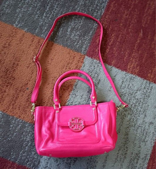 Tory Burch Amanda Pink Leather Crossbody Handbag