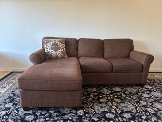 Brown Fabric Sectional Sofa with Chaise