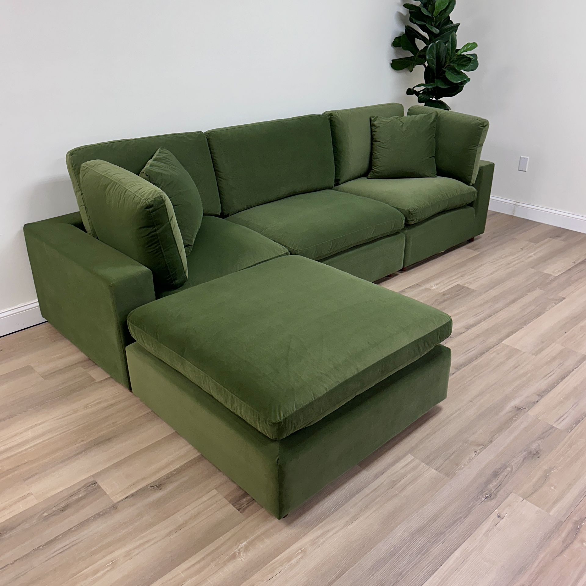 New Olive Green Velvet Cloud Couch Sectional