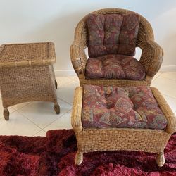 Rattan Chair With Ottoman 
