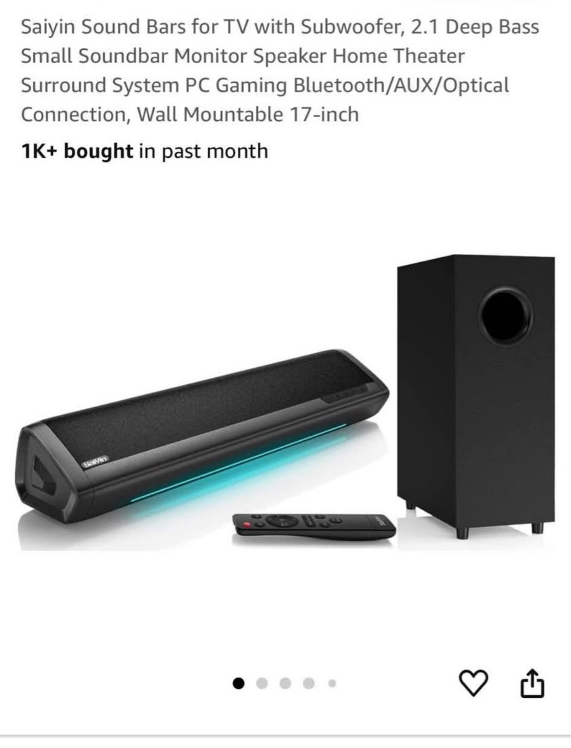 Saiyin Sound Bar And Subwoofer