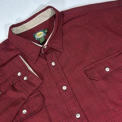 Cabelas Mens 5XLT Red Black Plaid Long Sleeve Button Up Big & Tall Shirt