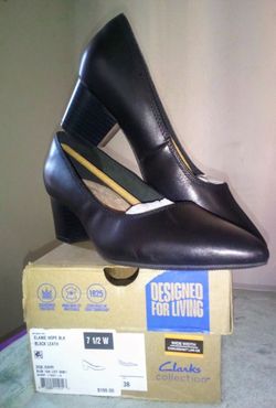 Black Leather Shoes 7 1/ 2  Wide