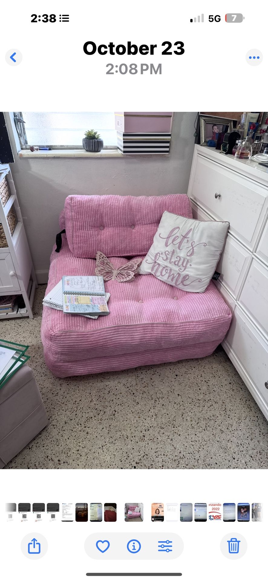 Pink Cushion 2 In 1 Chair And Bed  