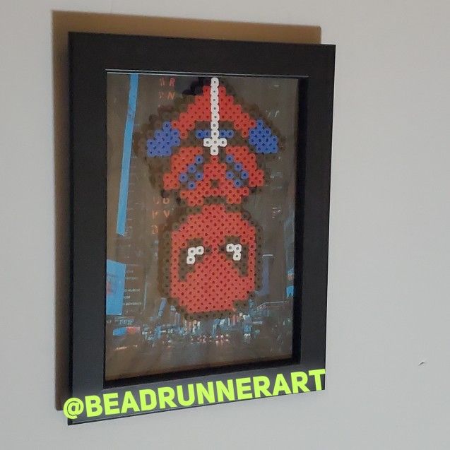 5x7 Spiderman 🕷 Perler Beads Frame Hanging Upside Down In Ny