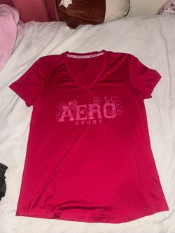 Pink Aeropostale Sport V-Neck T-Shirt