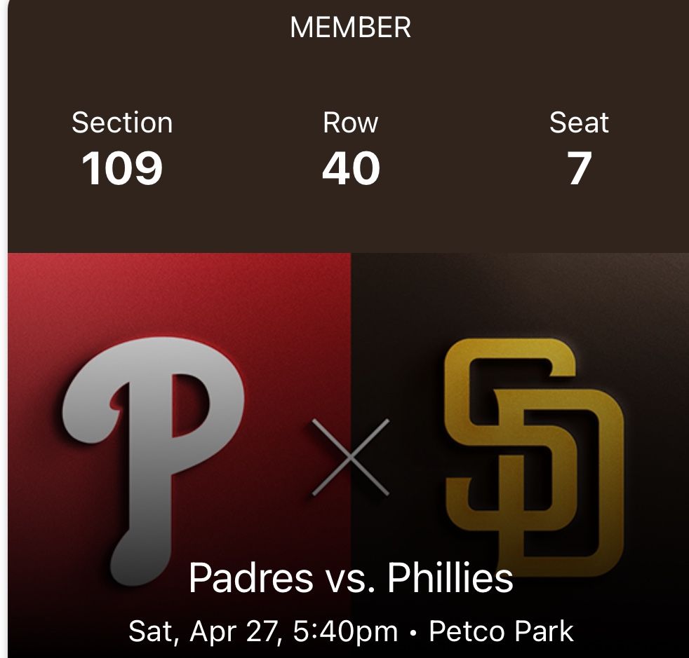 Phillies @Padres Saturday April 27 5:40pm