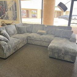 Large Corduroy Sectional With Sleeper 