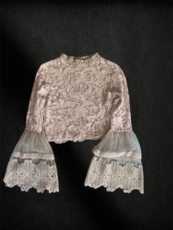 Beige Embroidery Long Sleeves Top