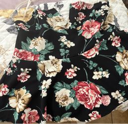 Shien Black Floral Print Skirt