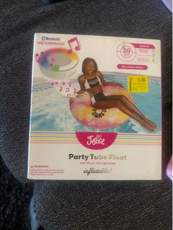 NEW Justice Bluetooth Party Tube Pool Float with Waterproof Speaker & LED Lights