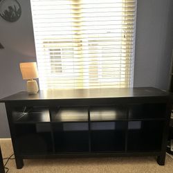 Black shelf And Black TV Stand With 2 Drawers 