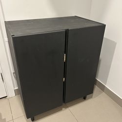 Black Real-Wood Storage Cabinet