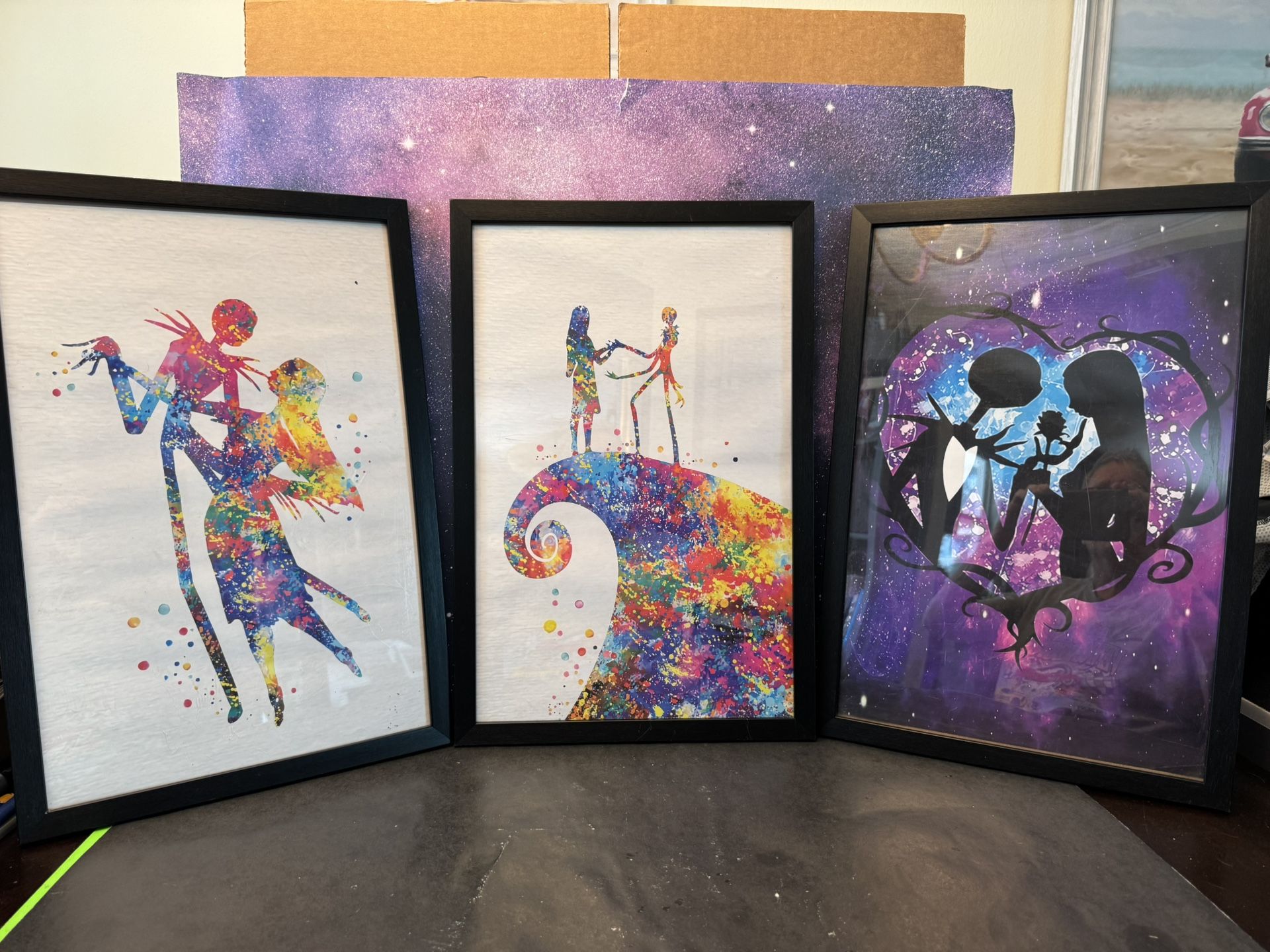 The Nightmare Before Christmas Framed Artwork. 18” x12”. 6 Available