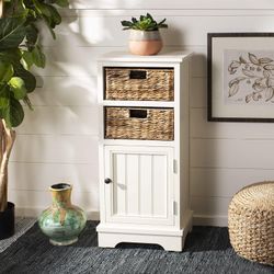 Contemporary Deign Shelf Louver Door Cabinet, White