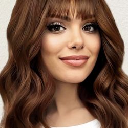 Curly Wigs With Bangs 14 Inches Wavy Bob Wig Synthetic Heat Resistant Fiber