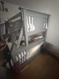 Gray Wood Twin over full Bunk Bed Frame