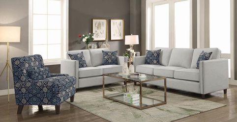 2PC LIVING ROOM SET: SOFA AND LOVE SEAT--PUTTY