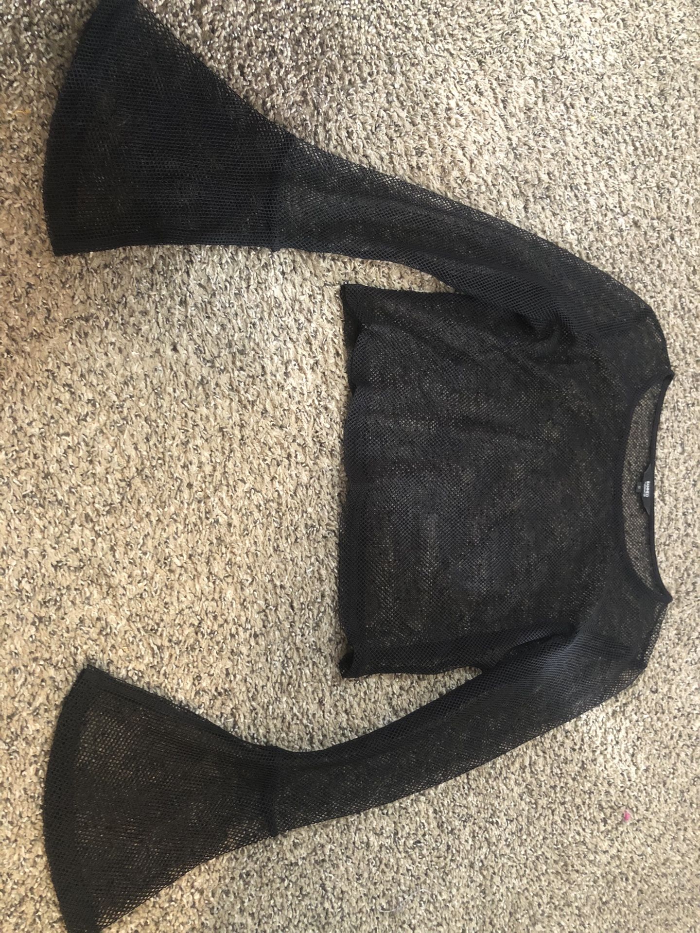 Woman’s Black Net Long Sleeve Shirt 