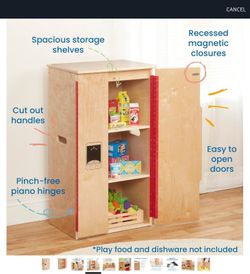NEW ECR4Kids Play Kitchen Refrigerator Fridge Wooden Playset Natural Birch Wood