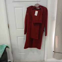 Two Piece burgundy  Survetement / Tracksuit (Top And Pants)