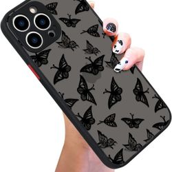 MOWIME Compatible with iPhone 12 Pro Max Case with Screen Protector, Cute Butterfly Patterns for Girls Women, TPU PC Full Body Protective Black Cover
