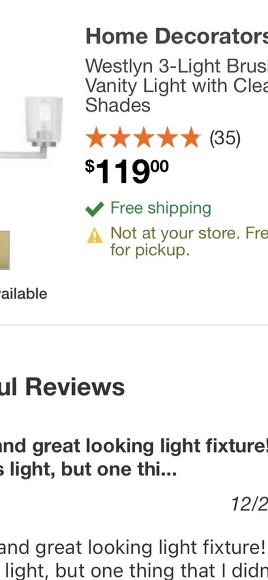 Home Decorators Collection Westlyn 3-Light Brushed Nickel Vanity Light with Clear Optic Glass Shades