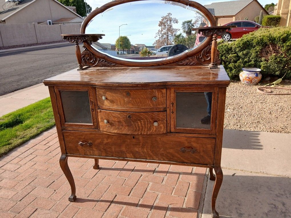 Antique Oak Sideboard-Buffet