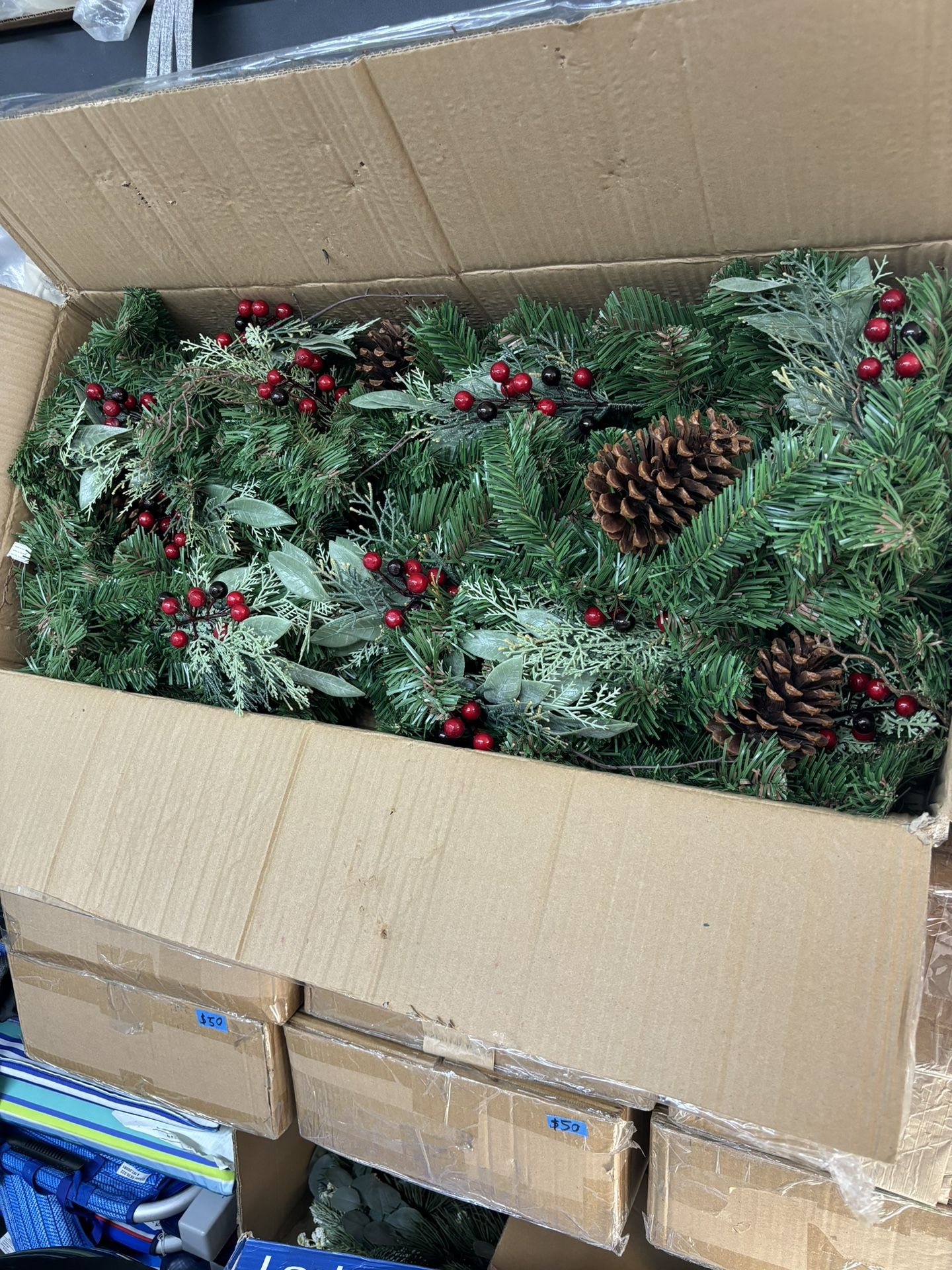 12 ft. Pre-Lit LED Woodmoore Artificial Christmas Garland $50 each, retails $100 at home depot