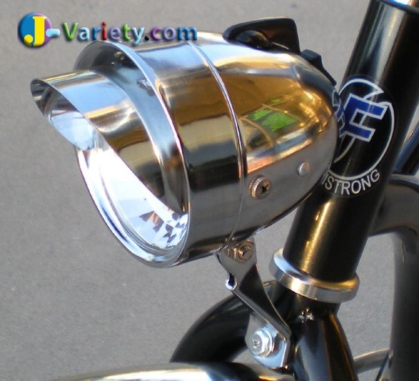 New Dynamo Retro Style Classic Bullet LED Bicycle Headlight with Visor Chrome