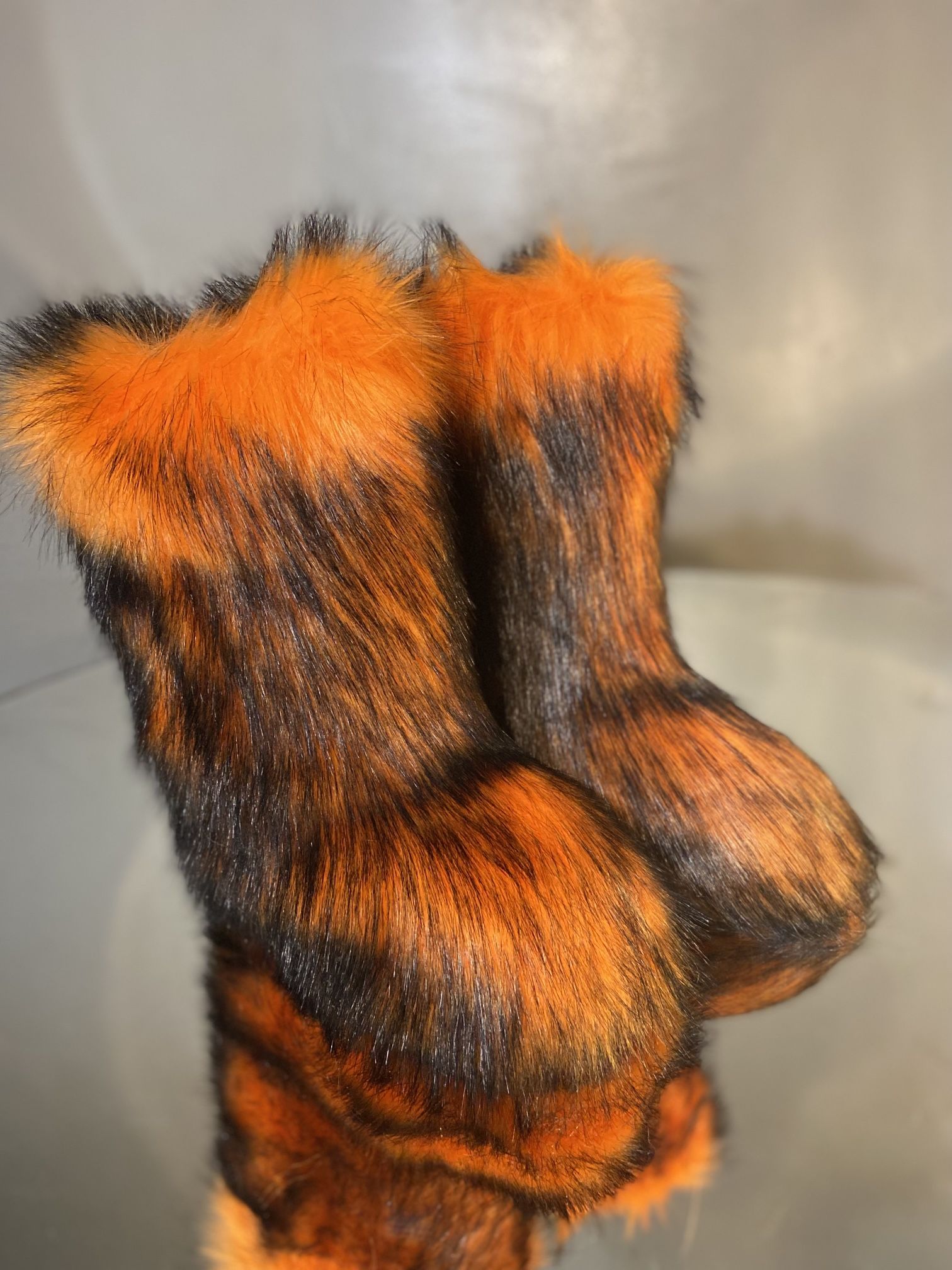 Orange Vegan Fur Boots Sizes 7.5,8,8.5,9 (Message True Size)