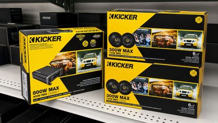 Kicker Car Speakers & Amp Package 600 Watts 2 Sets CSC65 6 1/2 2-Way Coaxials CXA400.1 46CXA400.1 Amplifier Bundle 46CSC654