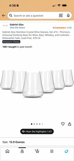 Gabriel-Glas Stemless Crystal Wine Glasses (set of 6)