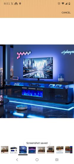 TV Stand with Electric Fireplace and LED Lights