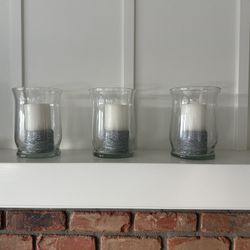 3 Pottery Barn Glass Hurricane Candle Holders