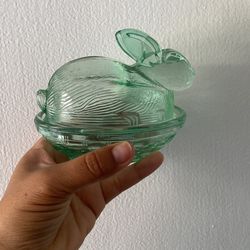 Mint Green Bunny Butter Dish