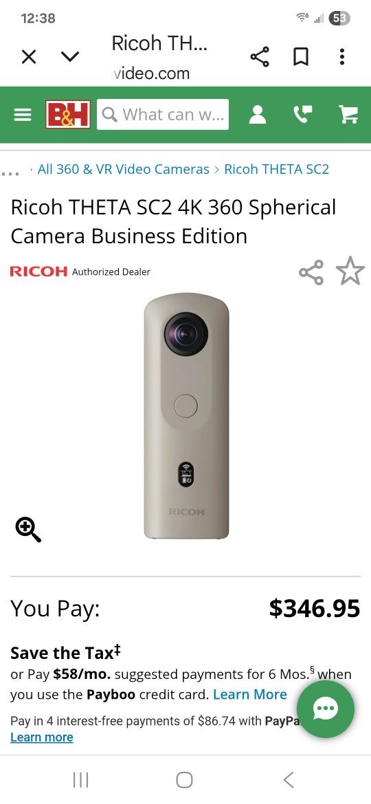 Ricoh Theta 360 Camera and Tripod