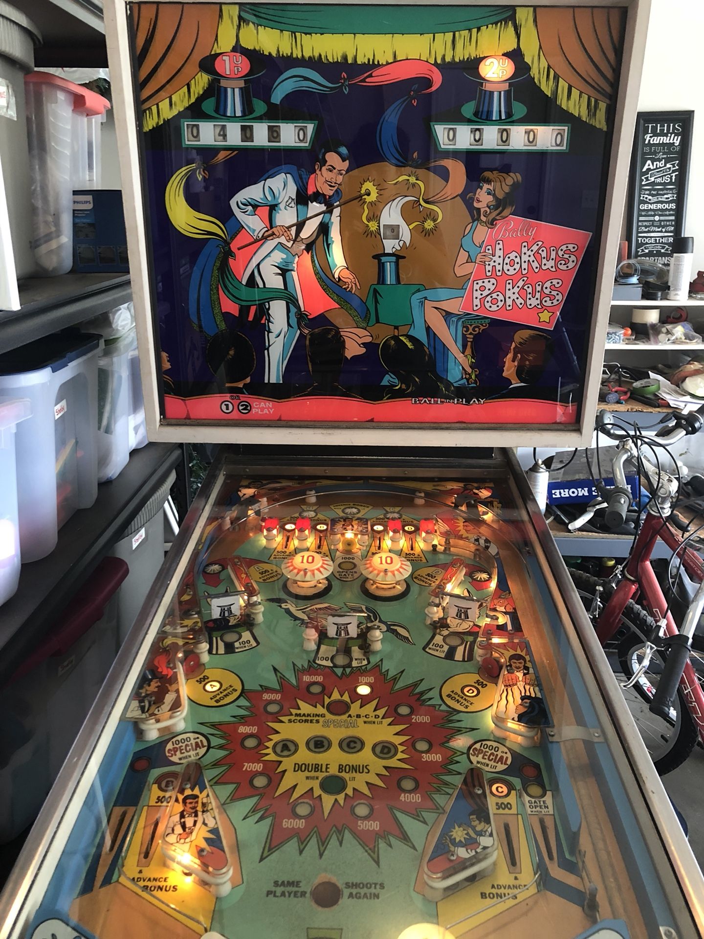 1970’s Vintage Bally Hokus Pokus Pinball Machine