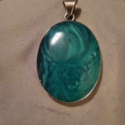 Sterling Silver And Malachite Pendant 