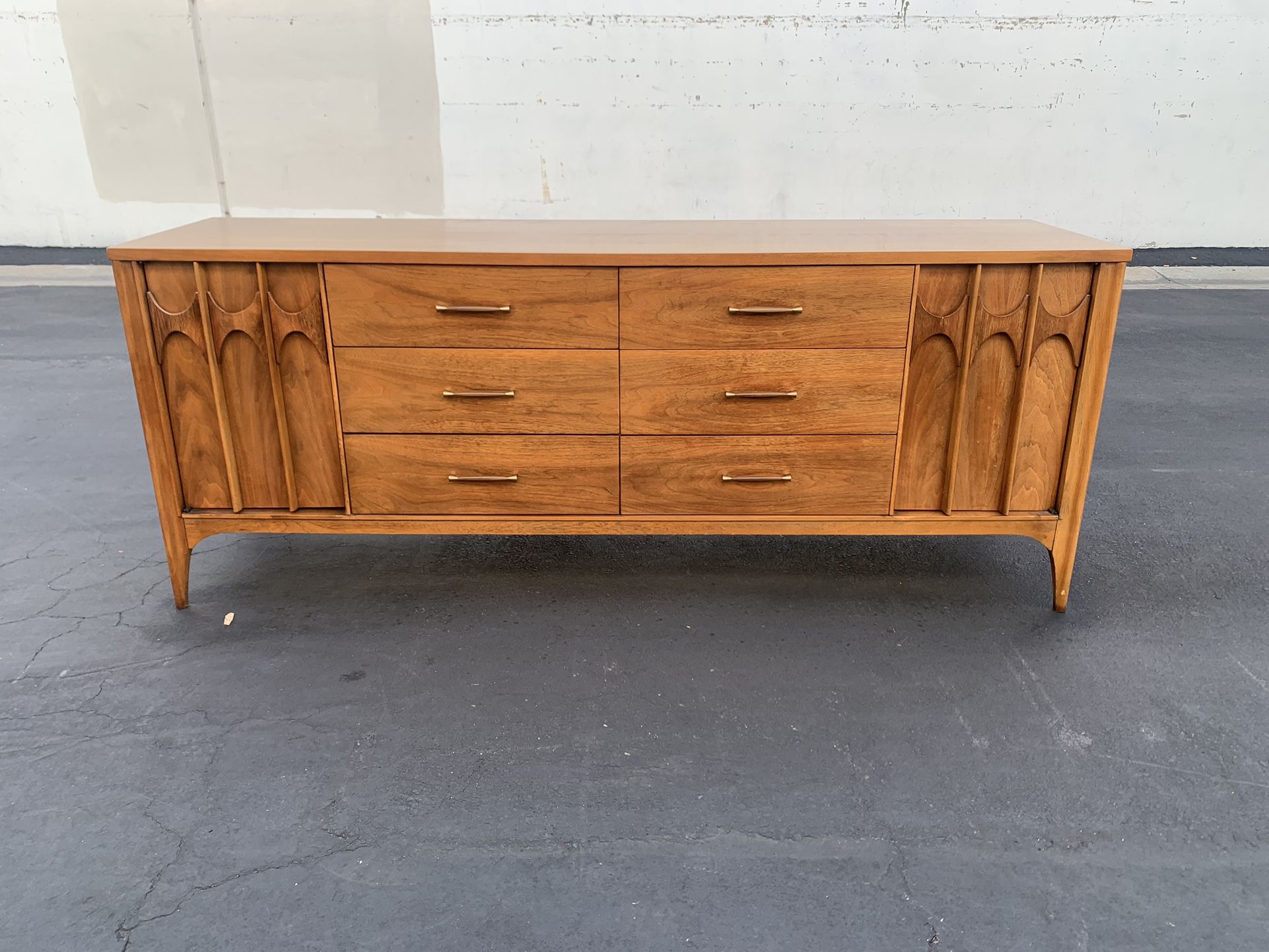 Kent Coffey Perspecta Mid Century Walnut and Rosewood 12 Drawer Lowboy Dresser Credenza