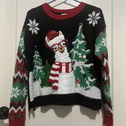 Girls Christmas Llama Sweater 