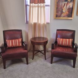 Bassett Furniture Armchairs & Side Round Table 