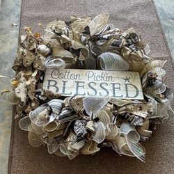 Cotton Picking Blessed Wreath 