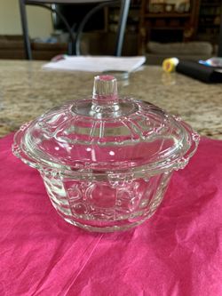 Gorgeous depression glass lidded dish