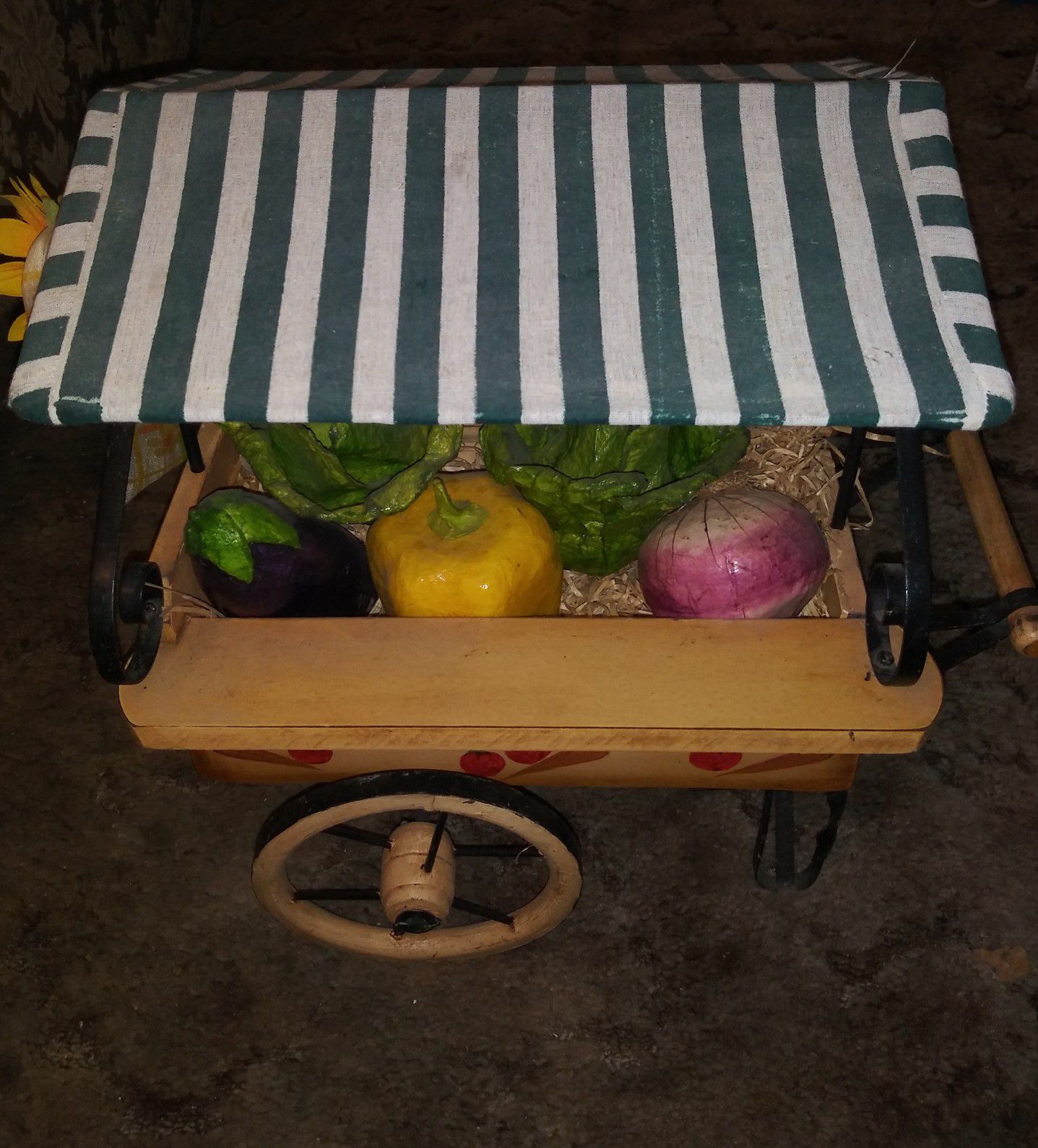 Rare Beautiful Old Fashioned Vegetable Wagon with Canopy Top