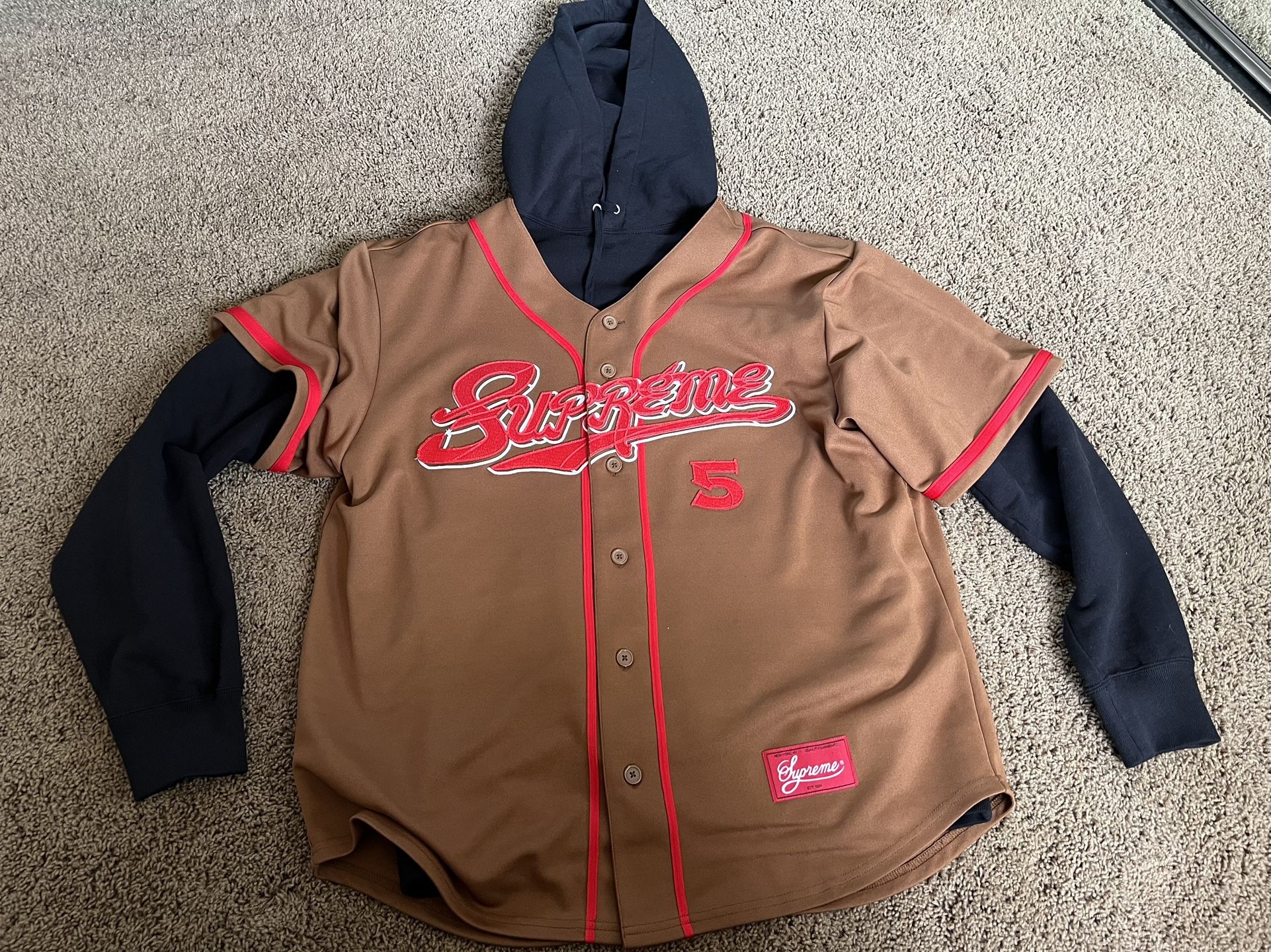 Supreme Baseball Jersey Hooded Sweatshirt