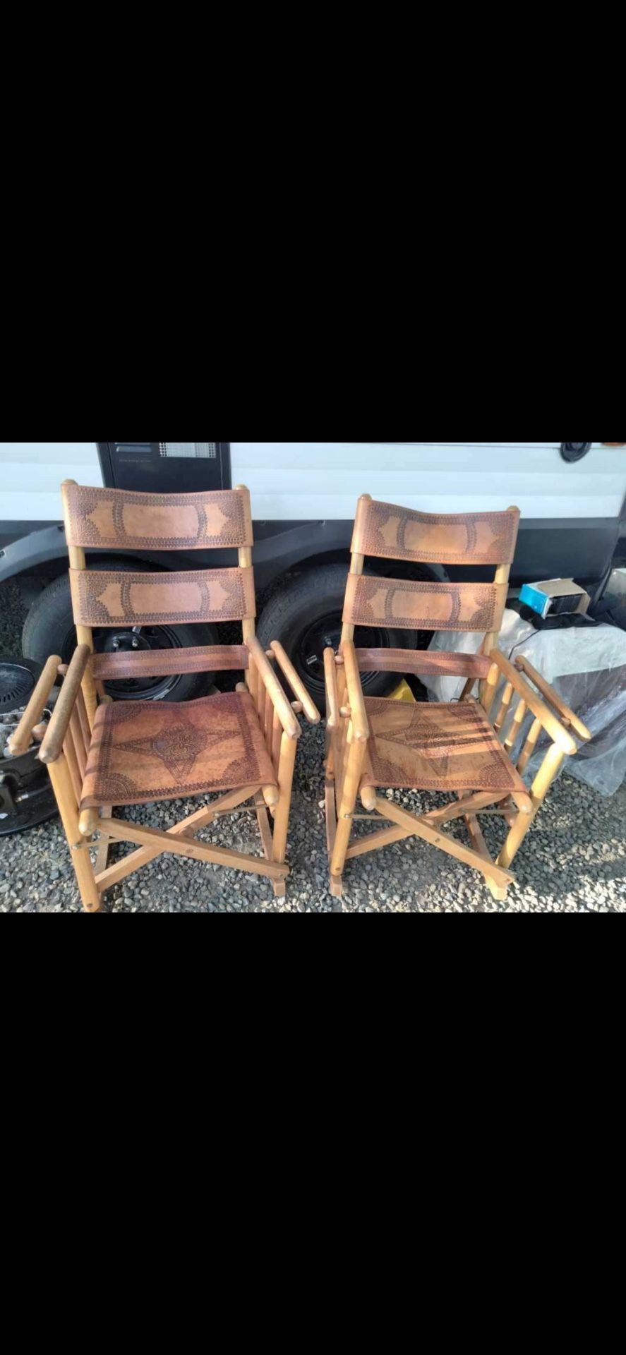 2 Leather Chairs 🪑 Belonged To Western Actor, Clint Walker $750
