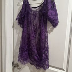 Elegant Purple Lace Women's Top Size Medium 