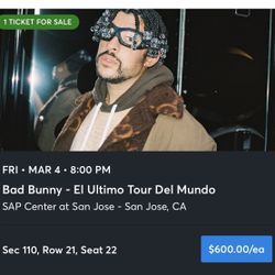 Bad Bunny Ticket For Sale, Good Stage View, Quality Seat 