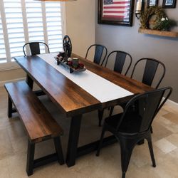 Set of 5 Black Metal Farmhouse/Industrial Dining Chairs 